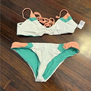 L*Space Peach and Teal Bikini Set